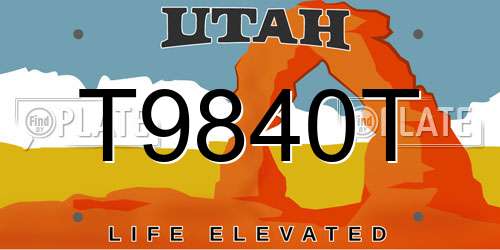 T9840T Utah License Plate