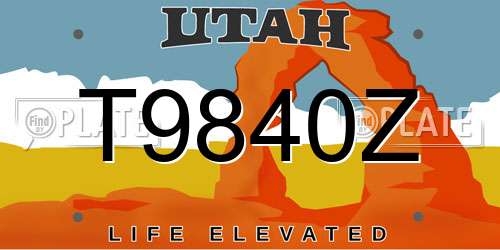 T9840Z Utah License Plate