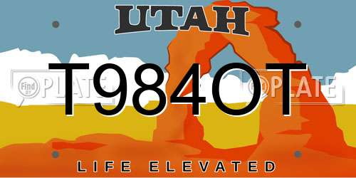 T984OT Utah License Plate