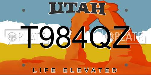 T984QZ Utah License Plate