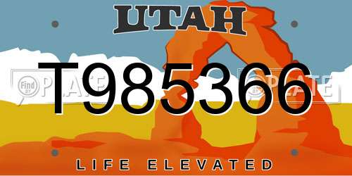 T985366 Utah License Plate