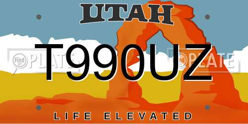 T990UZ Utah License Plate