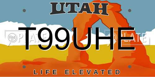 T99UHE Utah License Plate