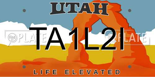 TA1L2I Utah License Plate