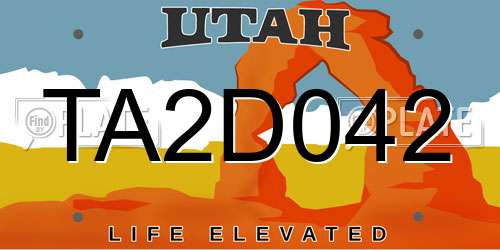 TA2D042 Utah License Plate
