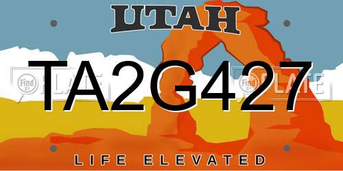 TA2G427 Utah License Plate