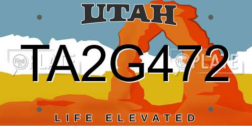 TA2G472 Utah License Plate