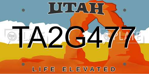TA2G477 Utah License Plate
