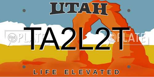 TA2L2T Utah License Plate