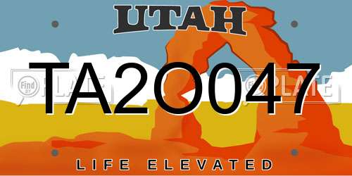 TA2O047 Utah License Plate