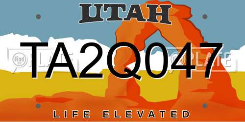 TA2Q047 Utah License Plate