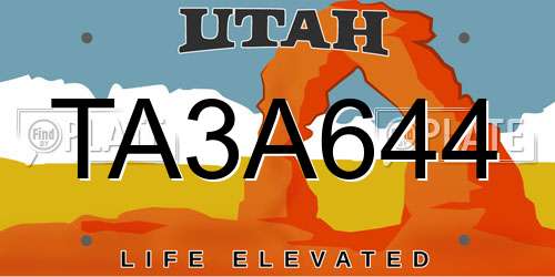 TA3A644 Utah License Plate