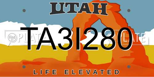 TA3I280 Utah License Plate