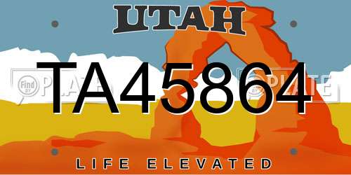 TA45864 Utah License Plate