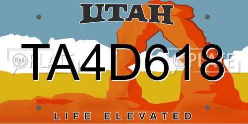 TA4D618 Utah License Plate
