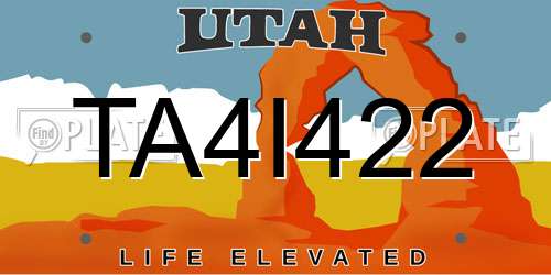 TA4I422 Utah License Plate