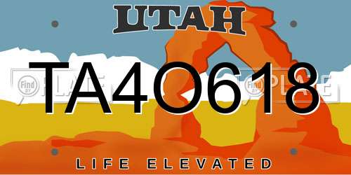 TA4O618 Utah License Plate