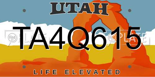 TA4Q615 Utah License Plate