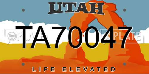 TA70047 Utah License Plate