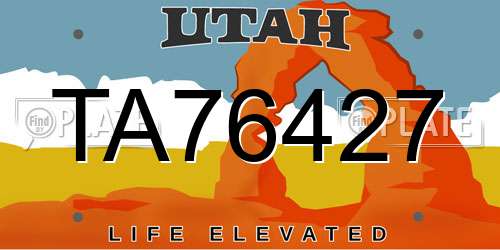 TA76427 Utah License Plate