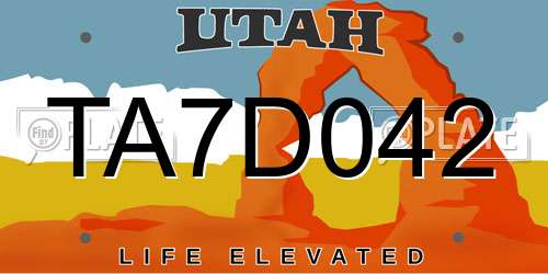 TA7D042 Utah License Plate