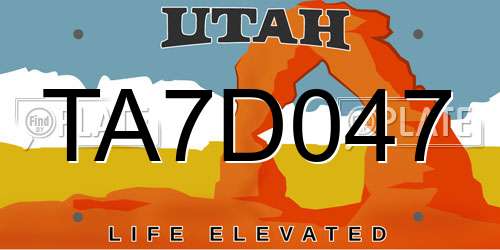TA7D047 Utah License Plate