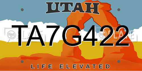 TA7G422 Utah License Plate