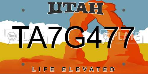 TA7G477 Utah License Plate