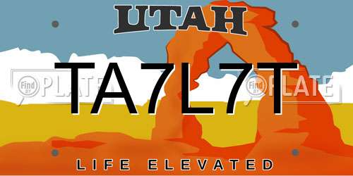 TA7L7T Utah License Plate