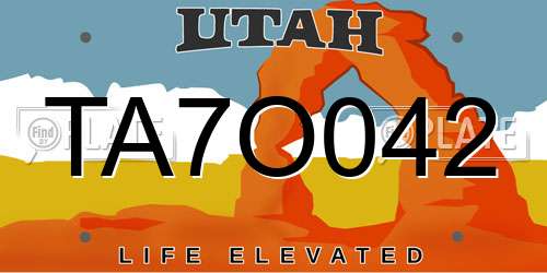TA7O042 Utah License Plate