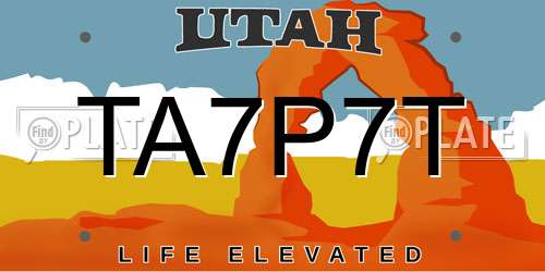 TA7P7T Utah License Plate