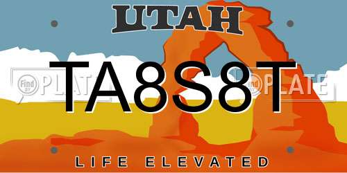 TA8S8T Utah License Plate