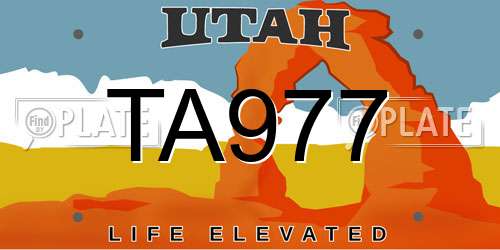 TA977 Utah License Plate