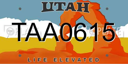 TAA0615 Utah License Plate