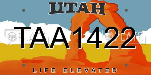 TAA1422 Utah License Plate