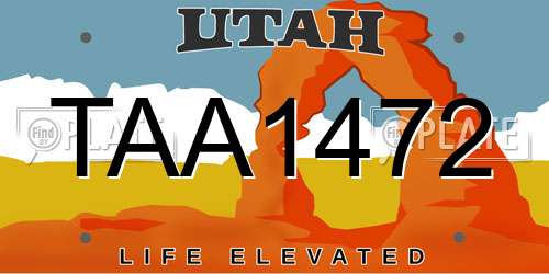TAA1472 Utah License Plate