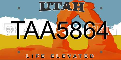 TAA5864 Utah License Plate