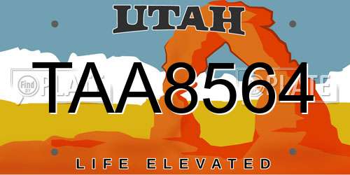 TAA8564 Utah License Plate
