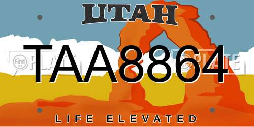 TAA8864 Utah License Plate