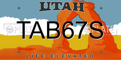 TAB67S Utah License Plate