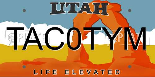 TAC0TYM Utah License Plate