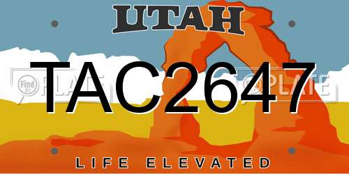 TAC2647 Utah License Plate