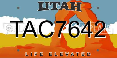 TAC7642 Utah License Plate