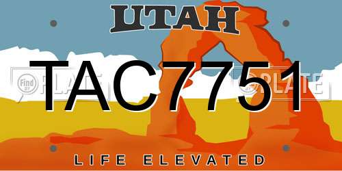 TAC7751 Utah License Plate