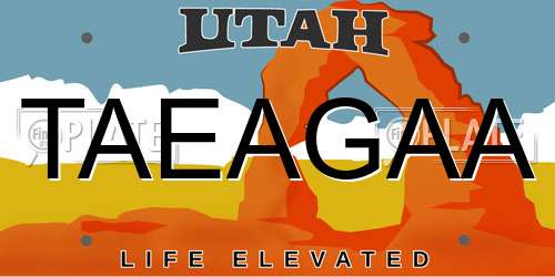 TAEAGAA Utah License Plate