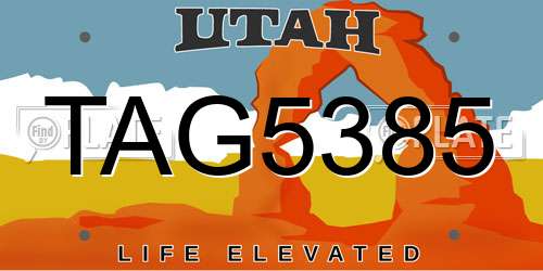 TAG5385 Utah License Plate