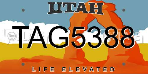 TAG5388 Utah License Plate