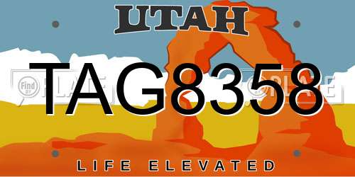 TAG8358 Utah License Plate