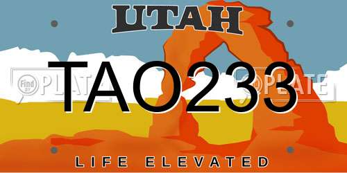 TAO233 Utah License Plate