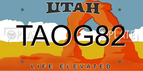 TAOG82 Utah License Plate